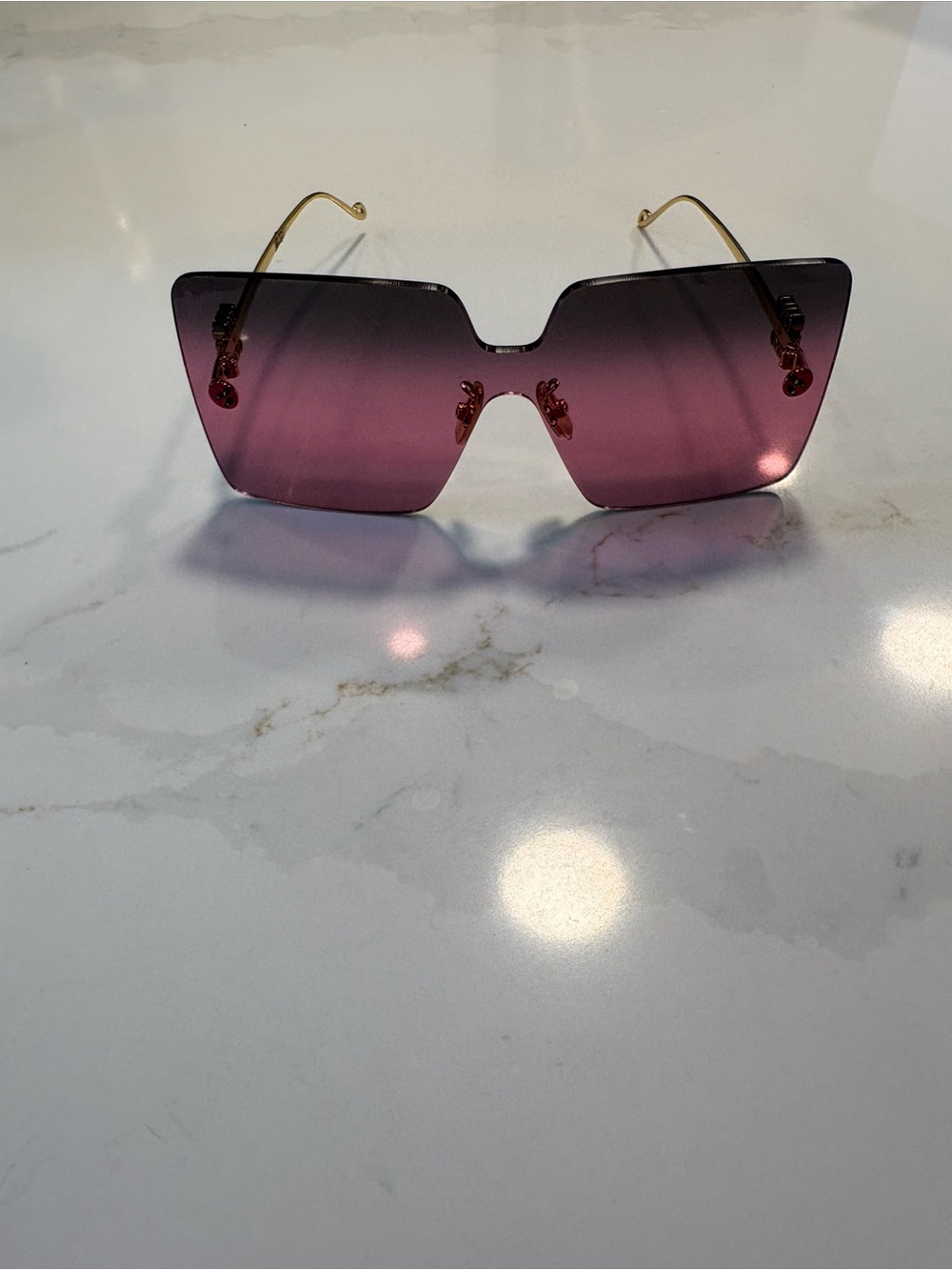 Loewe Rimless Gradient Purple-Pink Sunglasses with Gold Temples